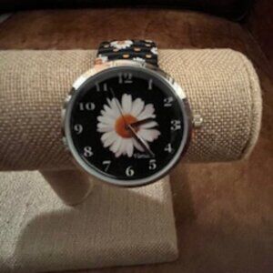 Varsales Black Watch with White Daisy face and stretch band